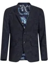 Etro Patterned-jacquard Single-breasted Blazer In Blue