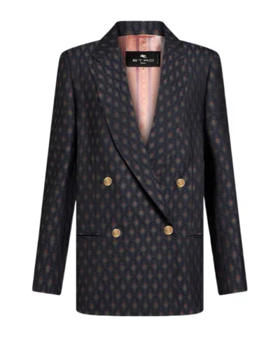 ETRO ETRO PATTERNED JACQUARD STRAIGHT HEM JACKET