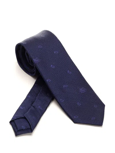 Etro Patterned Jacquard Tie In Blue