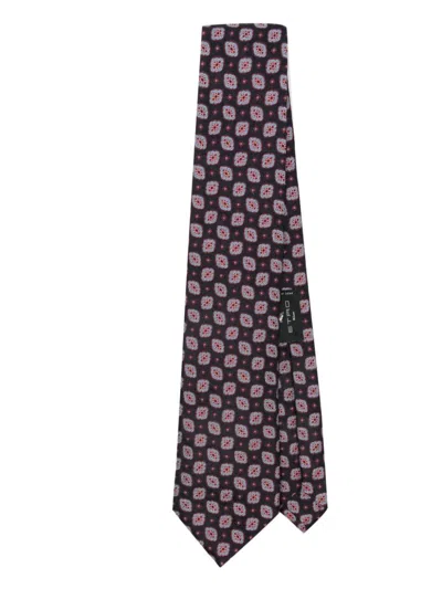Etro Patterned-jacquard Tie In Blue