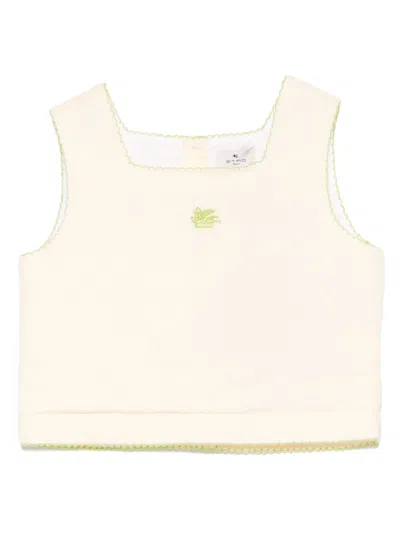 Etro Kids' Patterned-jacquard Top In Yellow