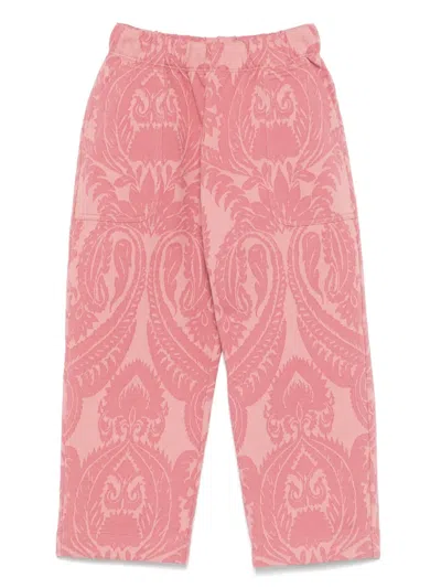 Etro Kids' Patterned-jacquard Trousers In Pink