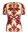 Etro Patterned-jacquard Tulle T-shirt In Nude