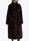 Etro Patterned Knee-length Coat In Burgundy