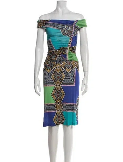 Pre-owned Etro Patterned Knee-length Dress In Blue