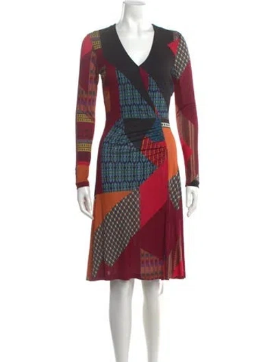 Pre-owned Etro Patterned Knee-length Dress In Red