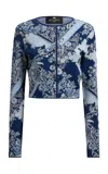 Etro Patterned Knit Cardigan In Blue