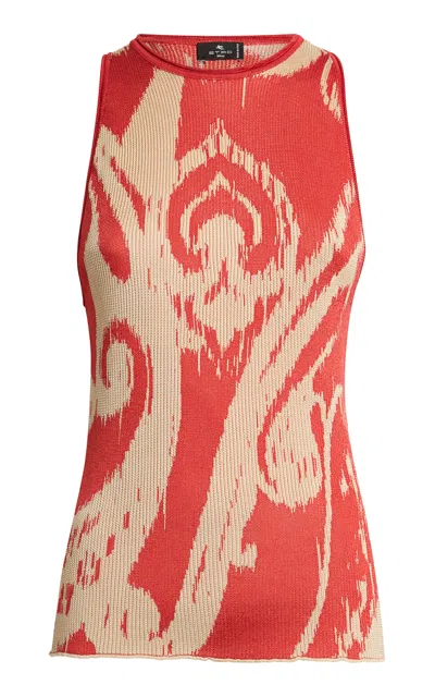 Etro Patterned Knit Top In Red