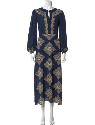 Pre-owned Etro Patterned Long Dress In Blue