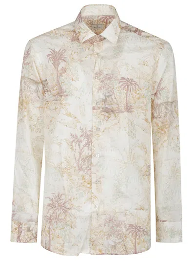 Etro Printed Cotton Shirt In Brown