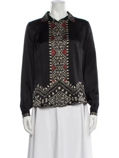 Pre-owned Etro Patterned Long Sleeve Blouse In Black