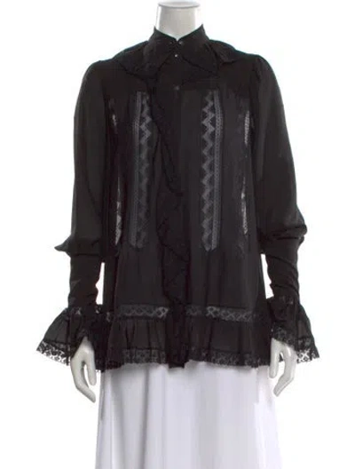 Pre-owned Etro Patterned Long Sleeve Blouse In Black
