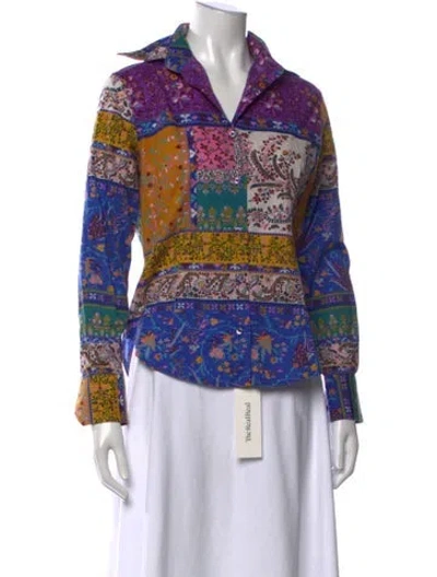 Pre-owned Etro Patterned Long Sleeve Blouse In Black