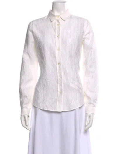 Pre-owned Etro Patterned Long Sleeve Blouse In White