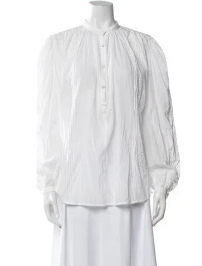 Pre-owned Etro Patterned Long Sleeve Blouse In White