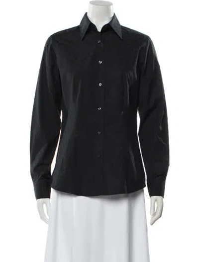 Pre-owned Etro Patterned Long Sleeve Button-up Top In Black