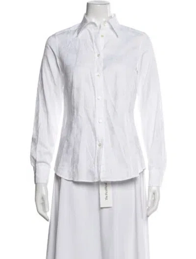 Pre-owned Etro Patterned Long Sleeve Button-up Top In White