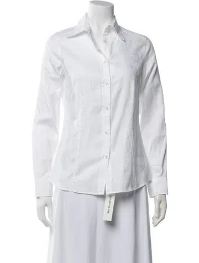 Pre-owned Etro Patterned Long Sleeve Button-up Top In White