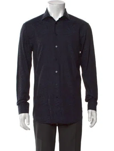 Pre-owned Etro Patterned Long Sleeve Dress Shirt In Black