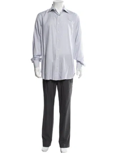 Pre-owned Etro Patterned Long Sleeve Dress Shirt In Blue