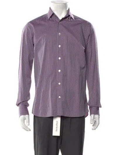 Pre-owned Etro Patterned Long Sleeve Dress Shirt In Purple
