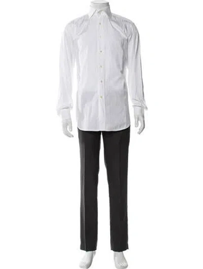 Pre-owned Etro Patterned Long Sleeve Dress Shirt In White