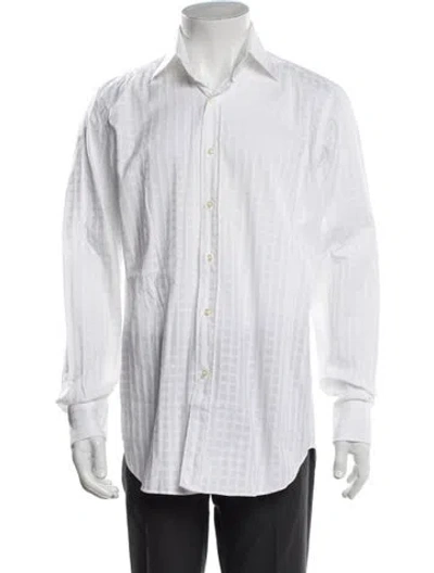Pre-owned Etro Patterned Long Sleeve Dress Shirt In White