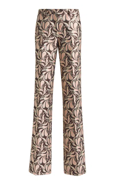 Etro Patterned Metallic Straight-leg Pants