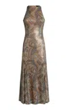 Etro Patterned Midi Dress In Brown