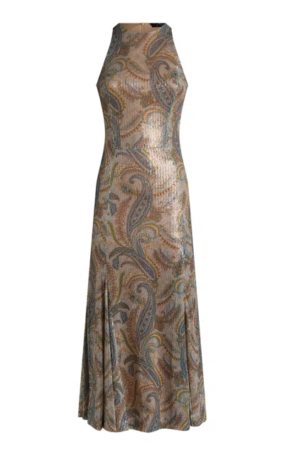 Etro Patterned Midi Dress In Brown