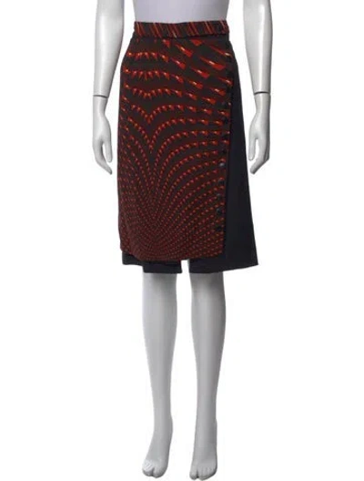 Pre-owned Etro Patterned Midi Length Skirt In Black/red