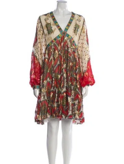 Pre-owned Etro Patterned Mini Dress In Metallic/neutrals