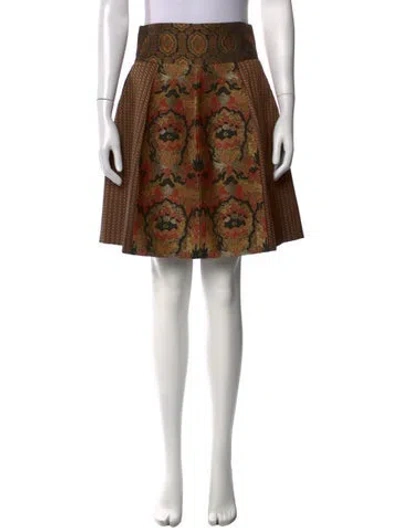 Pre-owned Etro Patterned Mini Skirt In Gold