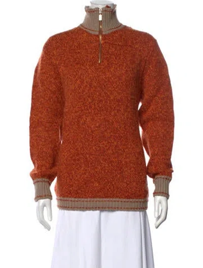 Pre-owned Etro Patterned Mock Neck Sweater In Orange