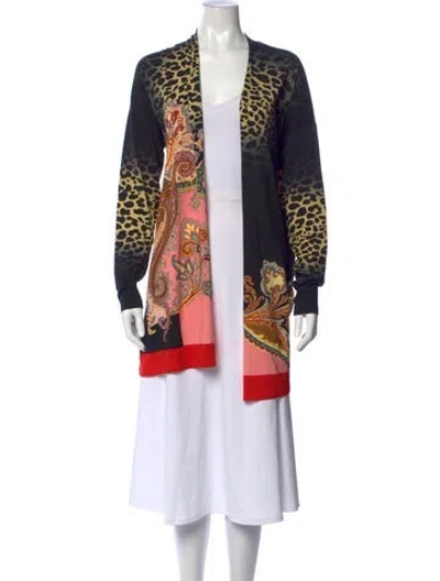 Pre-owned Etro Patterned Open Front Sweater In Black
