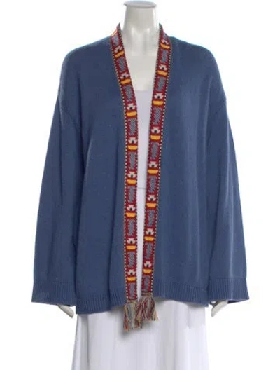 Pre-owned Etro Patterned Open Front Sweater In Blue