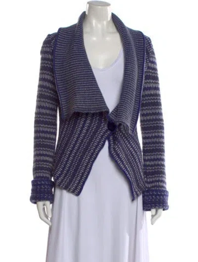 Pre-owned Etro Patterned Open Front Sweater In Blue