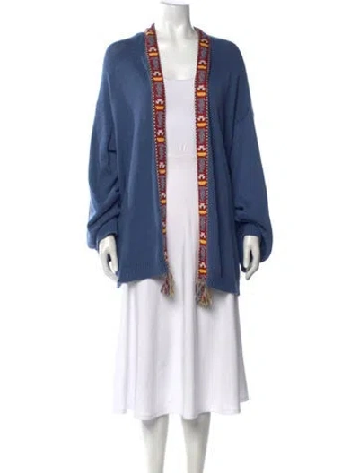 Pre-owned Etro Patterned Open Front Sweater In Blue