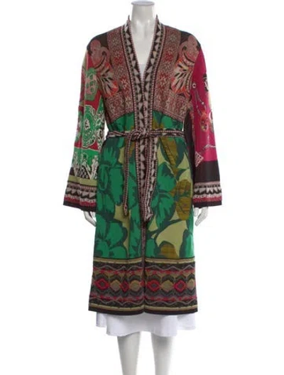 Pre-owned Etro Patterned Open Front Sweater In Green