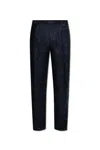 Etro Paisley Linen Blend Pants In Blue