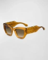 Etro Patterned Plastic Cat-eye Sunglasses In Gold