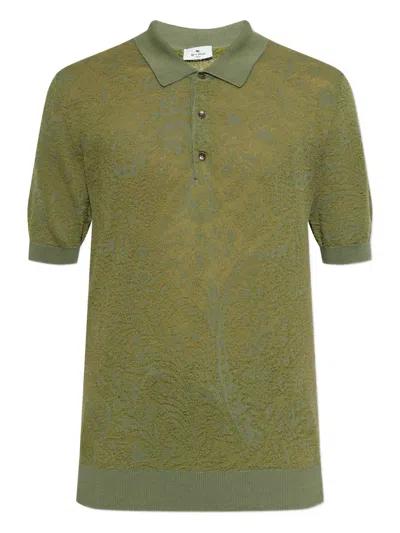Etro Patterned Polo Shirt In Green