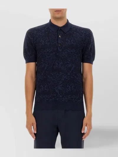 Etro Polo Shirt With Pegasus Embroidery In Blue