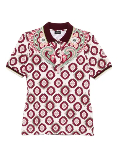 Etro Patterned Polo Top In Red