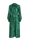 Etro Patterned Satin Midi Dress In Green