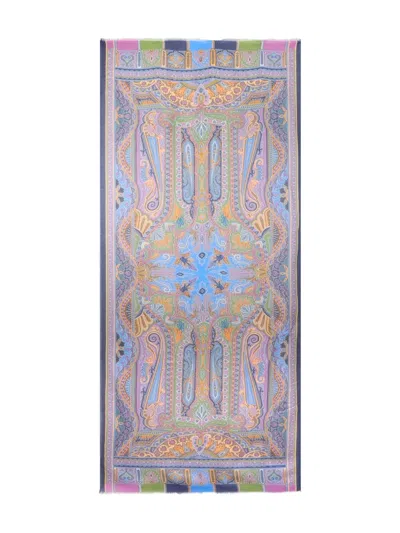Etro Patterned Scarf In Blue