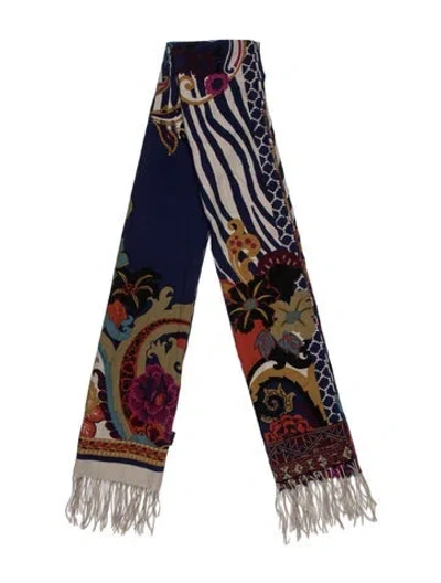 Pre-owned Etro Patterned Scarf In Blue