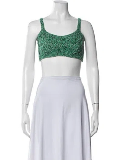 Pre-owned Etro Patterned Scoop Neck Crop Top In Green