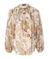 Etro Pleated Paisley Print Cotton Shirt In Nude