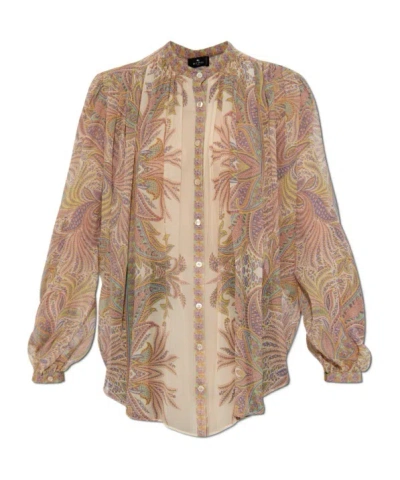 Etro Paisley Print Silk Shirt In Multicolor